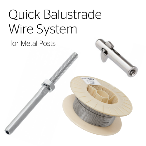 Quick Lock Balustrade Wire System (Metal Post) + Wire Roll