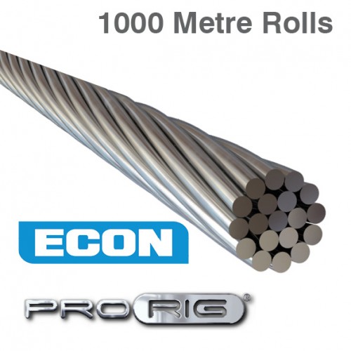 1x19 Wire Rope - 316 Grade Stainless Steel (1000 Metre Rolls)