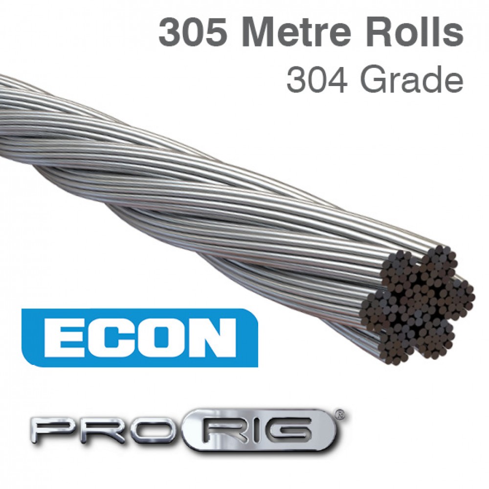 7x19 Wire Rope - 304 Grade Stainless Steel (305 Metre Rolls)