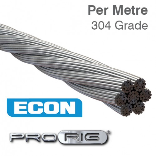 7x19 Wire Rope - 304 Grade Stainless Steel (Per Metre)