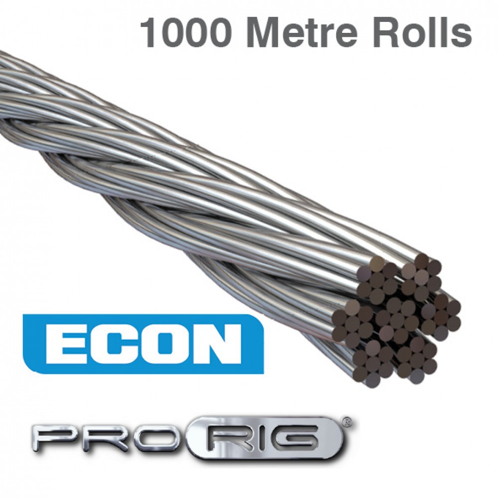 7x7 Wire Rope 316 Grade Stainless Steel (1000 Metre Rolls)