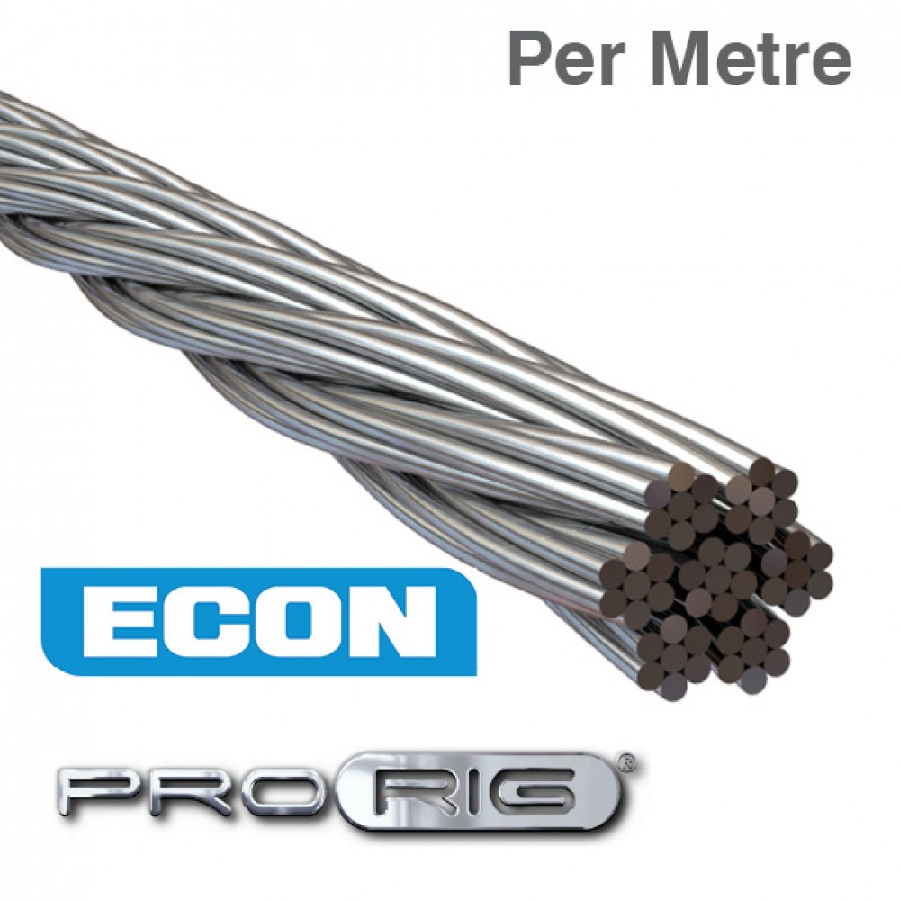 7x7 Wire Rope 316 Grade Stainless Steel (Per Metre)