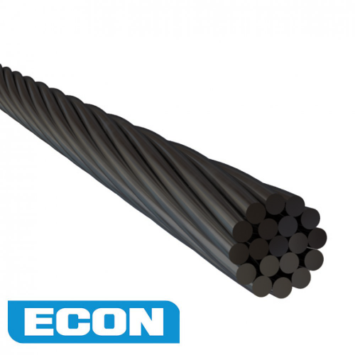 Black Wire Rope Econ 3.2mm 1x19 AISI 316 Per Metre
