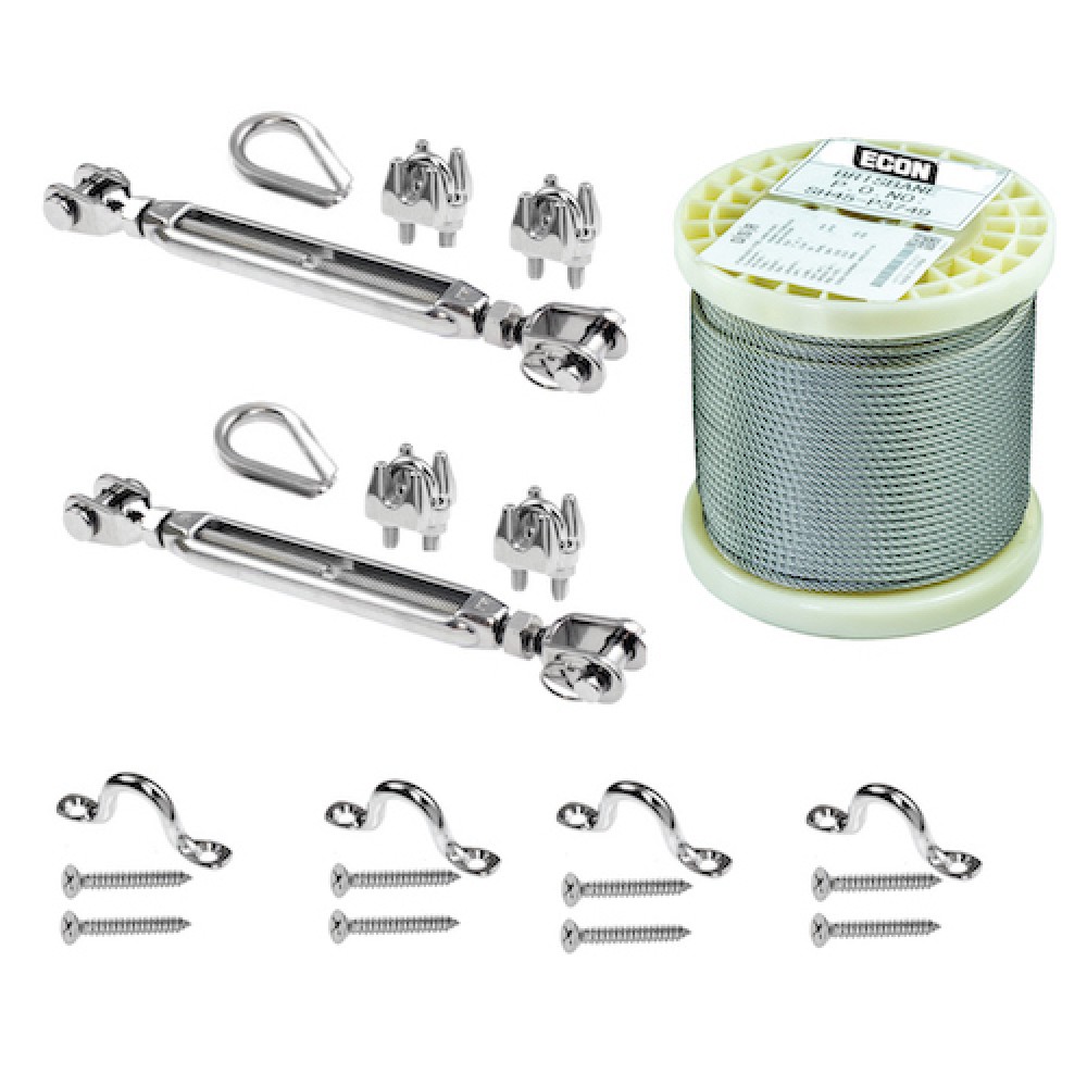 Econ Catenary Lighting Kit - 20m Wire, turnbuckles, saddles and grips