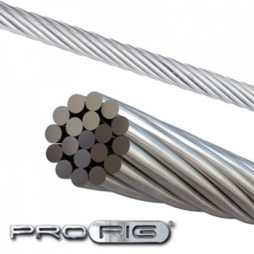 6.4mm Wire Rope (1/4 inch) 1 x 19 ProRig AISI 316 PER METRE