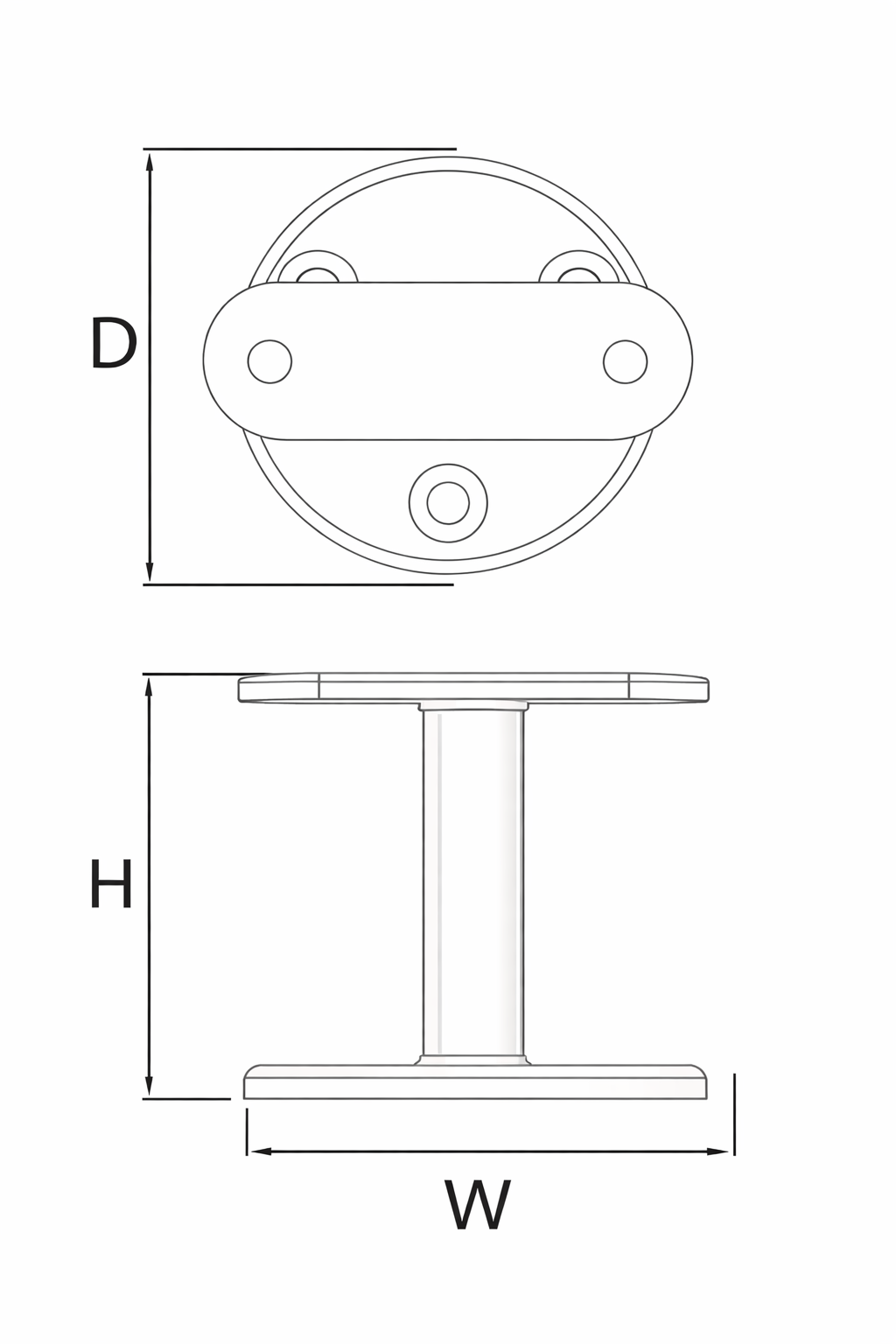 Railing Support - dimensions drawing
