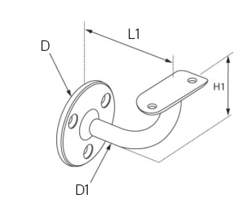 P1020 handrail bracket curved flat