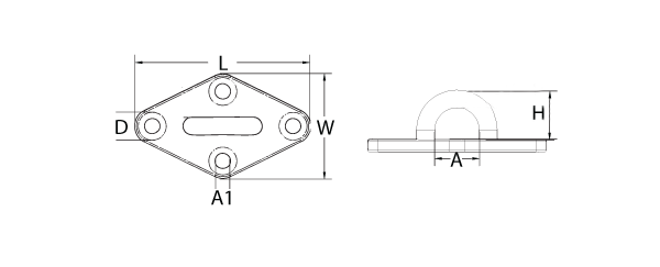 Diamond Pad Eye dimensions drawing