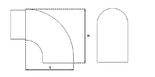 Scroll Handrail End 90° Technical Drawing