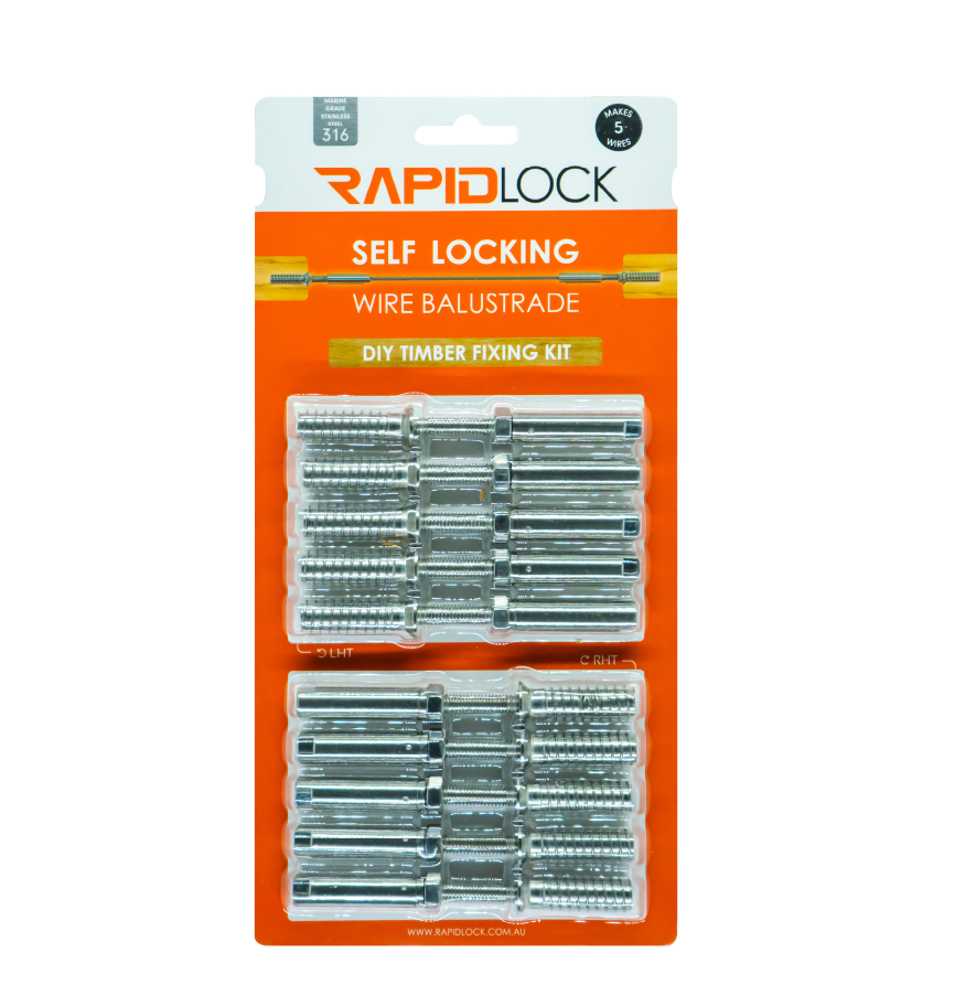 Rapid lock kit for timber posts to suit 5 wires