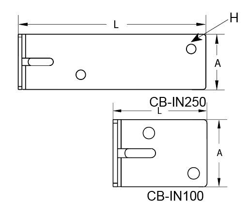 CB IN internal corner bracket stainless drawing